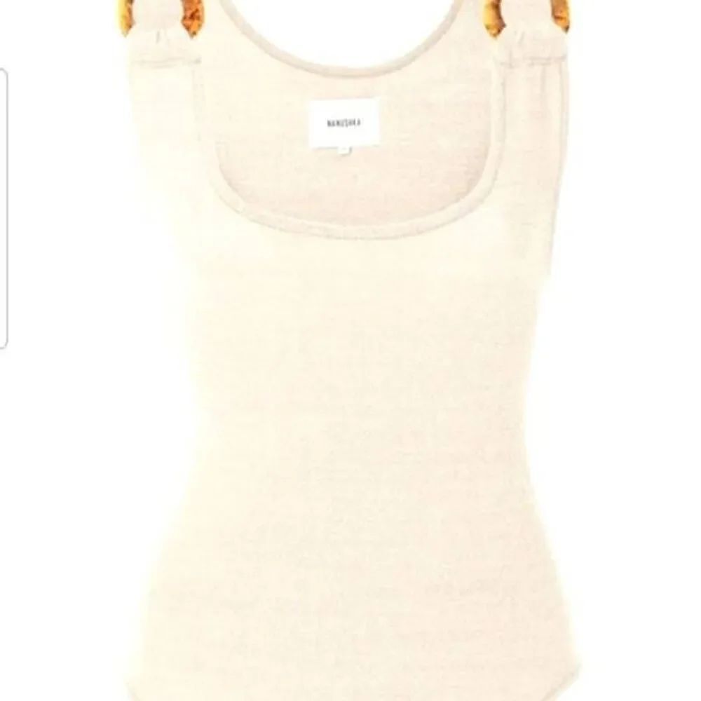 NANUSHKA Maike Ring Detailed Terry-knit Bodysuit In White sz Medium